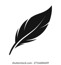 Minimal Black Leaf Silhouette Isolated on White Background