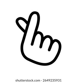 Mínima linha preta arte de dedo gesto da mão do coração simbolizando amor ou afeto no fundo branco