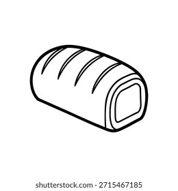 Vector mínimo del arte de la línea negra del solo pan de pan, aislado en el fondo blanco, icono plano limpio