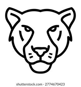 Minimal black line cougar head wild animal outline logo