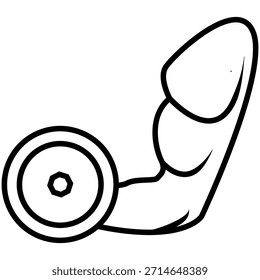 Icono de línea negra mínima de un brazo flexionado que realiza un rizo de mancuerna, aislado sobre fondo blanco, que representa la aptitud, el entrenamiento de fuerza y el desarrollo muscular.