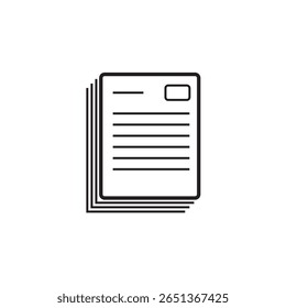 Minimal black line icon of a receipt, symbolizing payment proof, transaction record, or purchase history, often used in financial or shopping contexts.