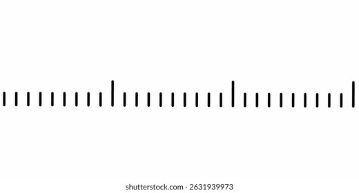 Minimal black line pattern on a white background resembles measurement marks or scales. Perfect for abstract tech visuals, data concepts, interface designs, or minimalist graphic compositions.