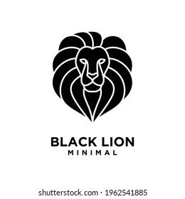 minimal black lion head vector logo design