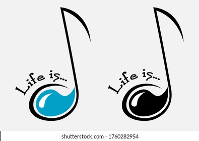 minimal black logo of classical music in the form of a note with a drop inside