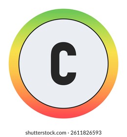 Minimal black Lowercase letter c on soft gray circle framed by warm gradient ring. Simple, modern, and perfect for digital design, labels, or app icons.