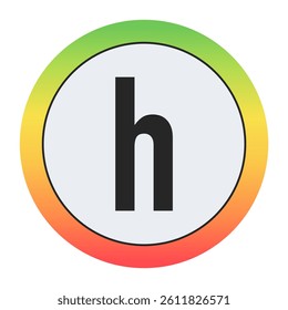 Minimal black Lowercase letter h on soft gray circle framed by warm gradient ring. Simple, modern, and perfect for digital design, labels, or app icons.