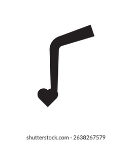 minimal black music note icon with a heart base. Perfect for romantic music apps, love-themed playlists, or Valentine's music designs. EPS vector, fully editable.
