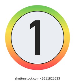 Minimal black Number 1 on soft gray circle framed by warm gradient ring. Simple, modern, and perfect for digital design, labels, or app icons.