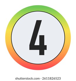 Minimal black Number 4 on soft gray circle framed by warm gradient ring. Simple, modern, and perfect for digital design, labels, or app icons.