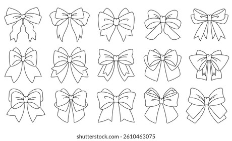 Minimal black outline bows in a clean and elegant line-art style. Great for branding, packaging, stickers, planners, and feminine stationery. Scalable vector design for versatile creative use.