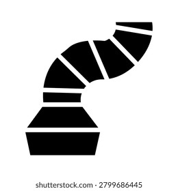 Minimal black outline icon of a flexible pipe or industrial connector, isolated on light background. Suitable for plumbing, engineering, pipeline, construction, industrial equipment, and mechanical sy	
