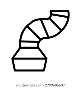 Minimal black outline icon of a flexible pipe or industrial connector, isolated on light background. Suitable for plumbing, engineering, pipeline, construction, industrial equipment, and mechanical sy	

