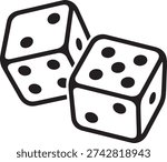 Minimal Black Outline Pair of Dice Gambling Icon