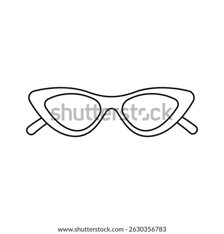 Minimal black outline vector of cat-eye sunglasses. Perfect for fashion, accessories, summer, retro or stylish themed illustrations and designs.