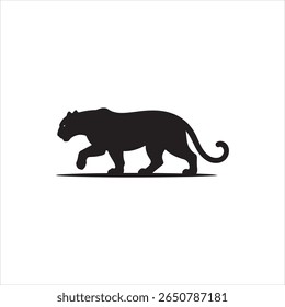 Minimal Black Panther Silhouette in Dynamic Blocking Pose