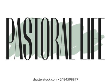 Minimal Black 'Pastoral Life' Typography with Blue Brush Banner