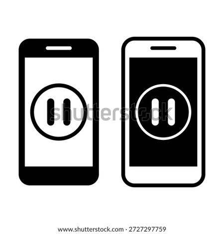 Minimal black pause icons for smartphone screens, suitable for media apps, streaming tools, and audio players.
