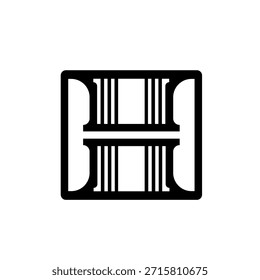 Diseño de logotipo H moderno cuadrado redondeado negro mínimo para marca, venta minorista y tecnología.