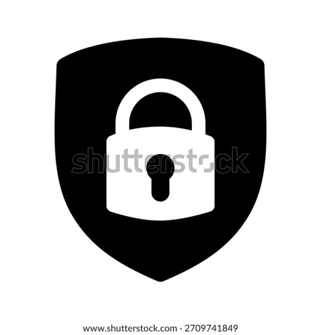 Minimal black shield-lock icon symbolizing stable protection and encrypted access. Great for cybersecurity content, apps, and authentication systems.