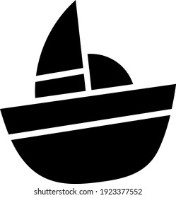 Minimal black ship, illustration, vector on white background.