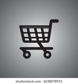 Minimal black shopping cart vector icon. Perfect for e-commerce, online shopping, delivery service, and web apps. Flat and editable design.