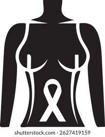 Minimal Black Silhouette of a Female Body with Ribbon