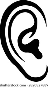 Minimal black silhouette of a human ear