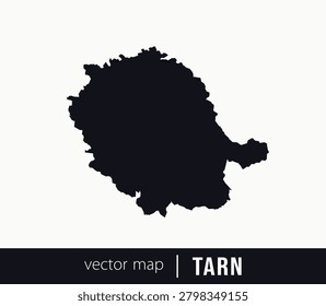 Minimal black silhouette map of Tarn. administrative division of France. Clean vector geographic outline perfect for cartography projects, travel designs, regional branding.