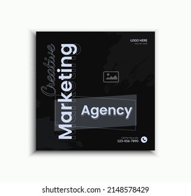 Minimal black social media post and web banner template layout