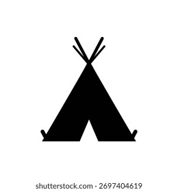 Icono negro mínimo de la tienda del tipi para el diseño al aire libre del camping
