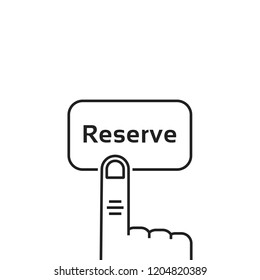 minimal black thin line reserve button. concept of easy reservation by smartphone or mobile phone and pre-order motel. flat stroke ui logotype graphic art simple design isolated on white background