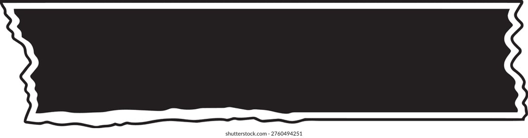 Minimal black torn paper strip with realistic ripped edges isolated on a clean background. Modern grunge banner frame perfect for text placement, labels, headers, posters, and creative design layouts. Clean and versatile design ideal for branding, social media, and advertising use.