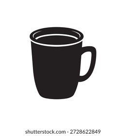 Minimales schwarzes Vektorsymbol einer Morgenkaffeetasse