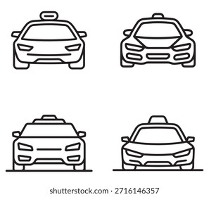 Iconos vectoriales negros mínimos que representan la interfaz autónoma del vehículo, los controles y los sistemas de conducción inteligentes para App, salpicaderos y proyectos de tecnología.