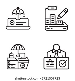 Minimale schwarze Vektorsymbole, die die Einhaltung von Unternehmensrichtlinien, Vorschriften und Corporate Governance-Prozesse darstellen.