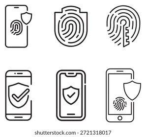 Ícones de vetor pretos mínimos que representam acesso sem chave, autenticação sem senha e soluções seguras de login para sistemas digitais modernos.