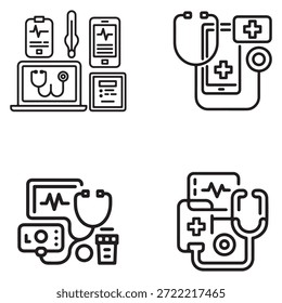 Iconos negros mínimos del vector que representan el bienestar, la aptitud, y los conceptos saludables del estilo de vida para el uso personal y profesional.