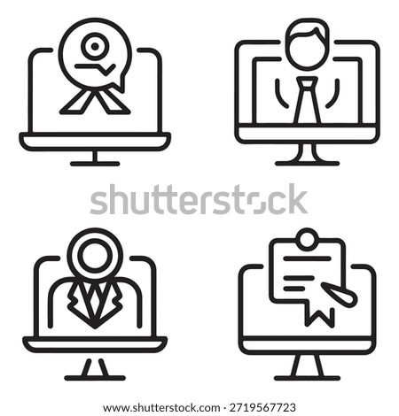 Minimal black vector icons representing digital consulting services and technology advisory solutions.