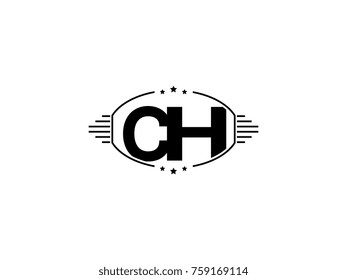 Minimal black vector initial CH logo letter design