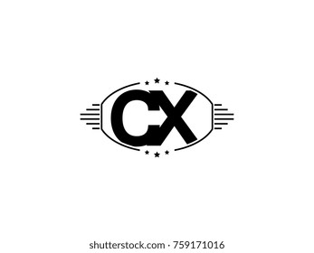 Minimal black vector initial CX logo letter design
