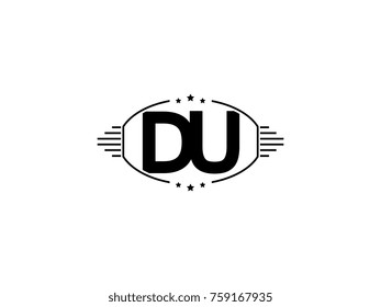 Minimal black vector initial DU logo letter design