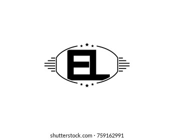 Minimal black vector initial EL logo letter design