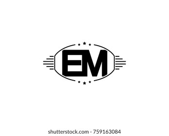 Minimal black vector initial EM logo letter design