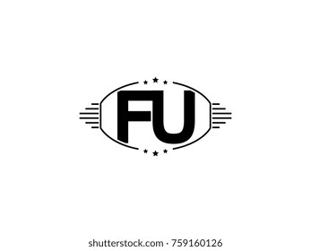 Minimal black vector initial FU logo letter design
