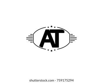 Minimal black vector initial AT logo letter design