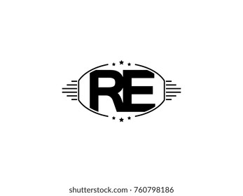Minimal black vector initial RE logo letter design