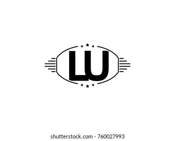 Minimal black vector initial LU logo letter design