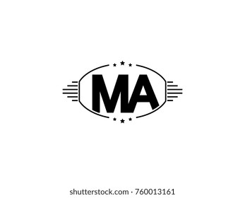 Minimal black vector initial MA logo letter design