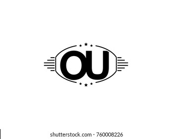 Minimal black vector initial OU logo letter design